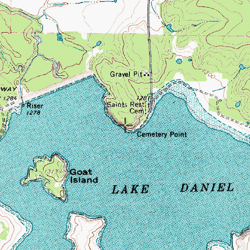 Topographic Map of Cemetery Point, TX