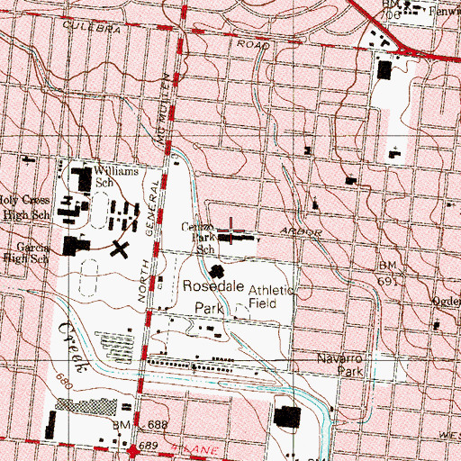 Topographic Map of Cenizo Park School, TX