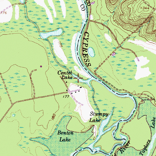 Topographic Map of Centel Lake, TX