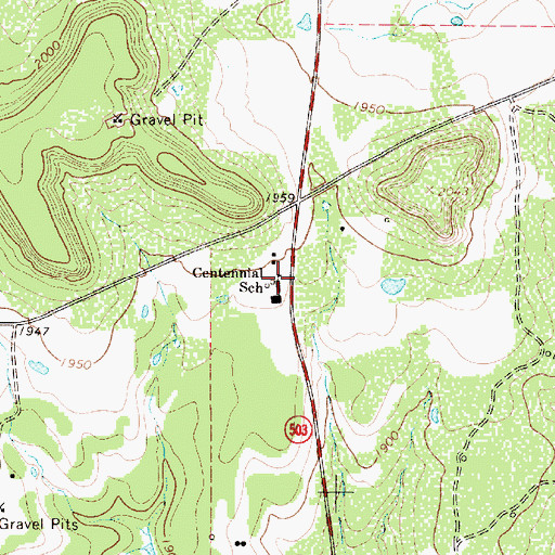Topographic Map of Centennial School, TX