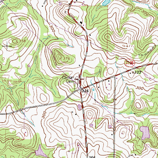 Topographic Map of Center Cemetery, TX