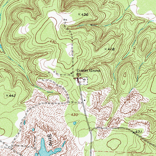 Topographic Map of Center Grove Church, TX