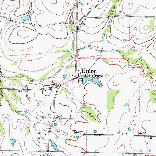 Topographic Map of Center Grove Church, TX
