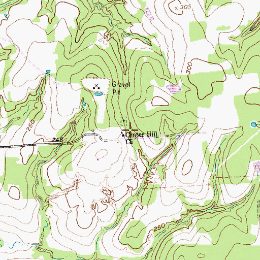 Topographic Map of Center Hill Church, TX