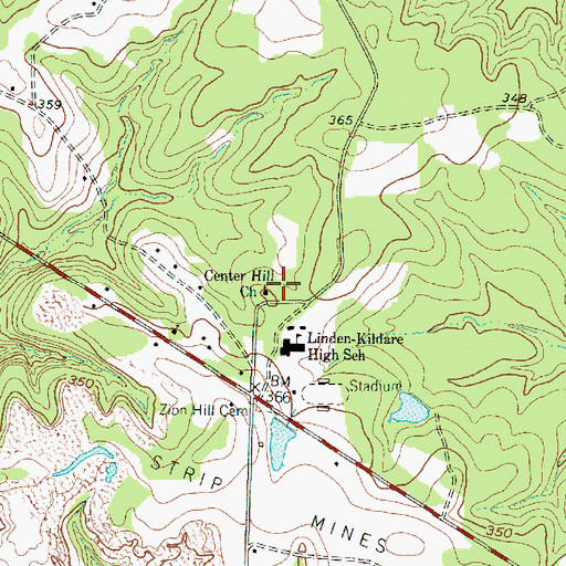 Topographic Map of Center Hill Church, TX