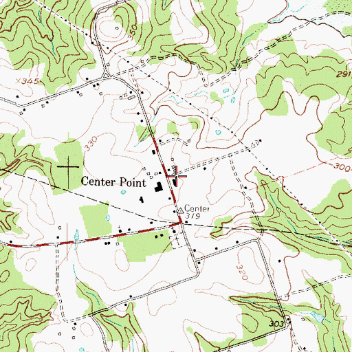 Topographic Map of Center Point, TX