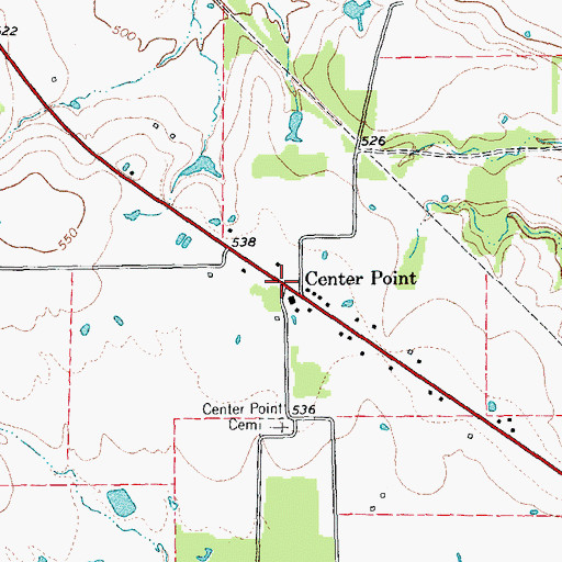Topographic Map of Center Point, TX