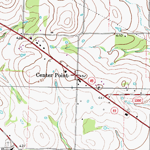 Topographic Map of Center Point, TX