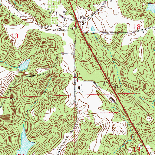Topographic Map of Glenville Cemetery, AL