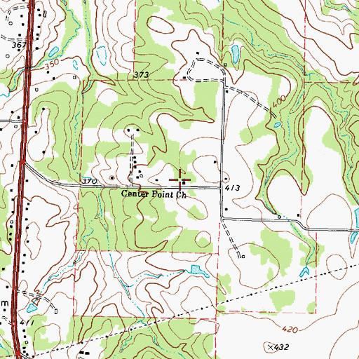 Topographic Map of Center Point Church, TX