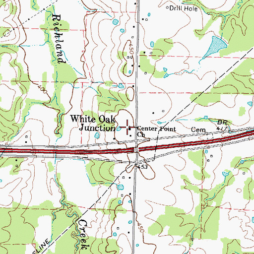 Topographic Map of Center Point Church, TX