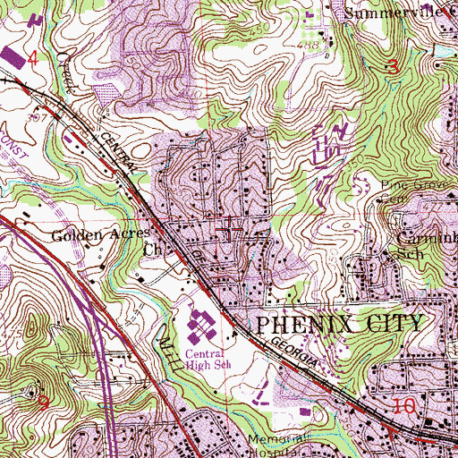 Topographic Map of Golden Acres Baptist Church, AL