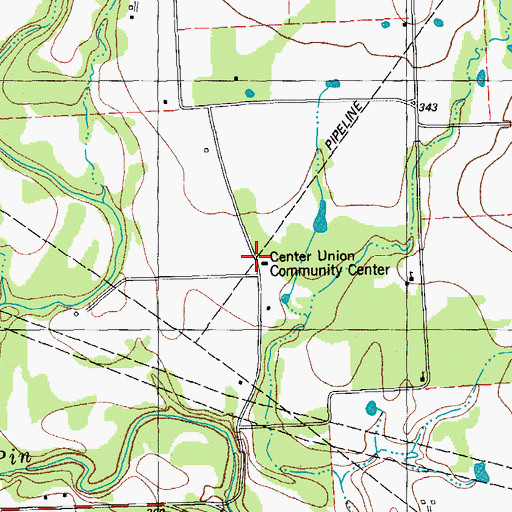Topographic Map of Center Union School, TX