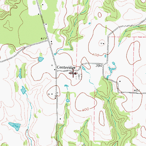 Topographic Map of Centeridge Church, TX