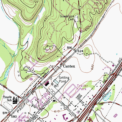 Topographic Map of Centex, TX