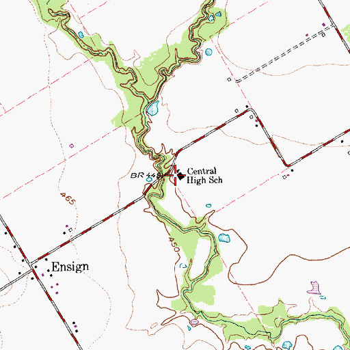 Topographic Map of Central High School, TX