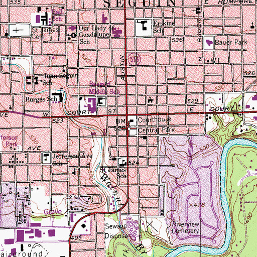 Topographic Map of Central Park, TX