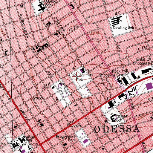 Topographic Map of Central Park, TX