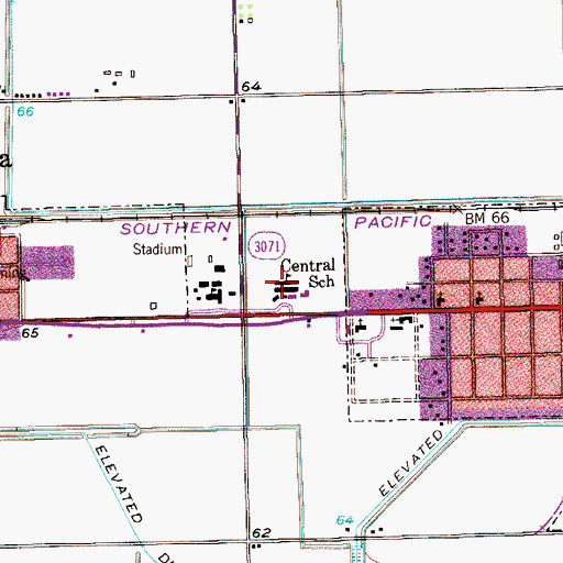 Topographic Map of Central Middle School, TX