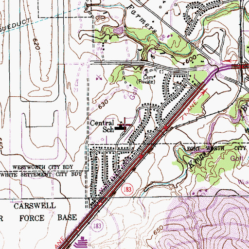 Topographic Map of Central School, TX