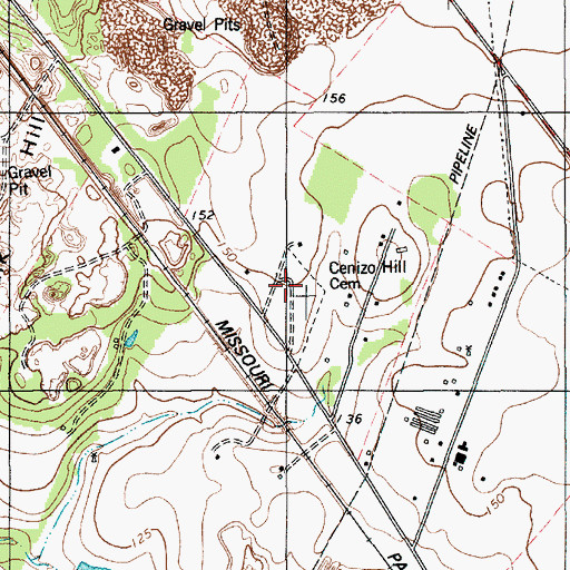 Topographic Map of Cenzo Hill Cemetery, TX