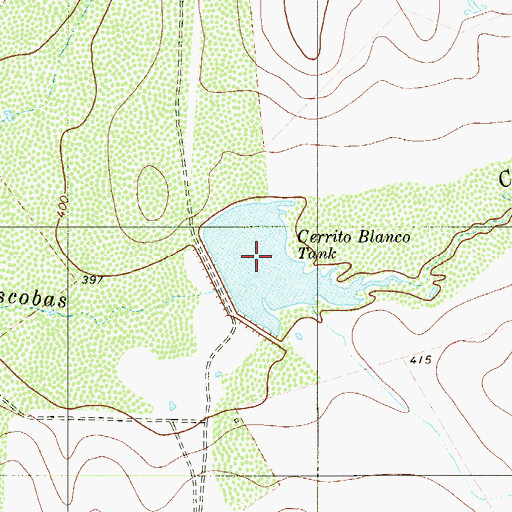 Topographic Map of Cerrito Blanco Tank, TX