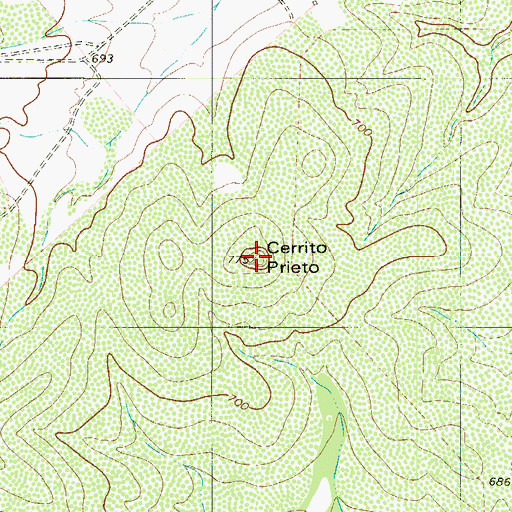 Topographic Map of Cerrito Prieto, TX