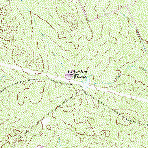 Topographic Map of Cerritos Tank, TX