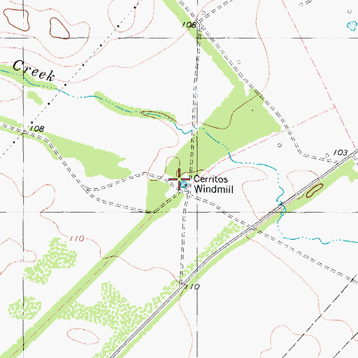 Topographic Map of Cerritos Windmill, TX