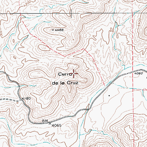 Topographic Map of Cerro de la Cruz, TX