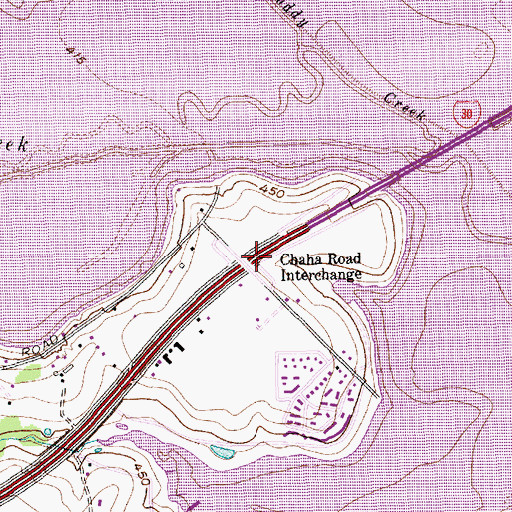 Topographic Map of Chaha Road Interchange, TX