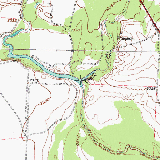 Topographic Map of Chalk Creek, TX