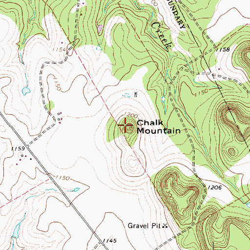 Topographic Map of Chalk Mountain, TX