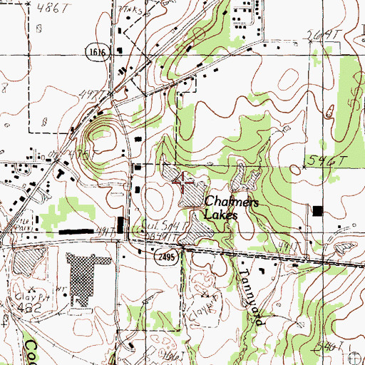 Topographic Map of Chalmers Lake, TX