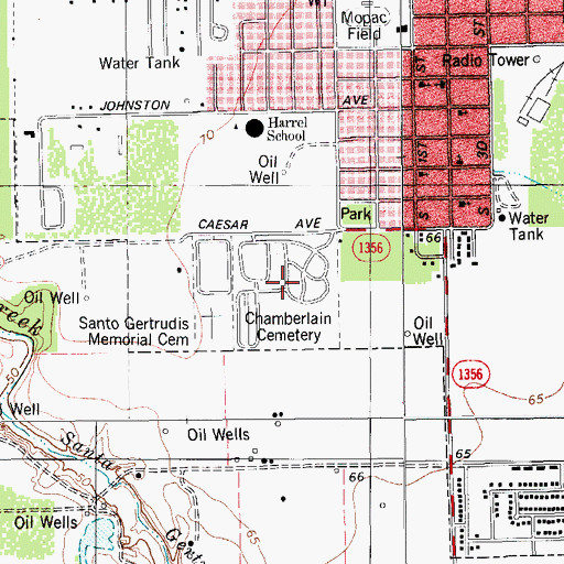 Topographic Map of Chamberlain Cemetery, TX
