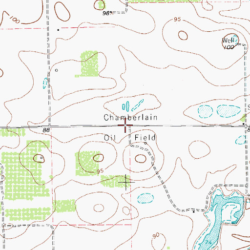 Topographic Map of Chamberlain Oil Field, TX