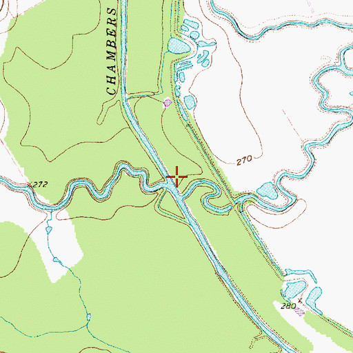 Topographic Map of Chambers Creek, TX
