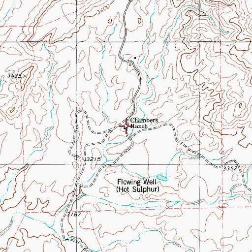 Topographic Map of Chambers Ranch, TX