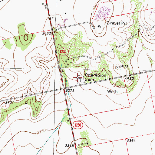 Topographic Map of Champion Cemetery, TX