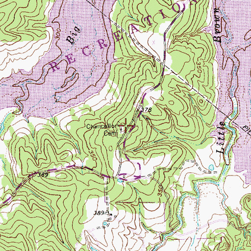 Topographic Map of Chancellor Cemetery, TX