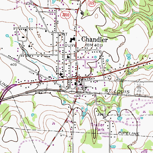 Topographic Map of Chandler, TX