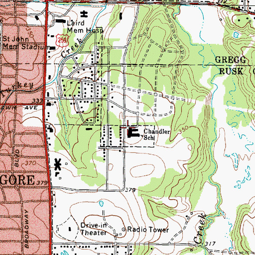Topographic Map of Chandler School, TX