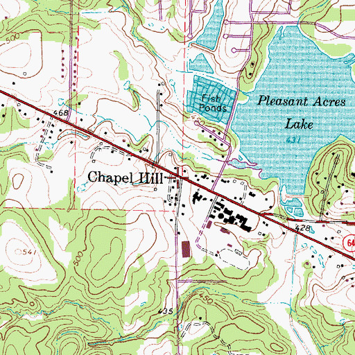 Topographic Map of Chapel Hill, TX