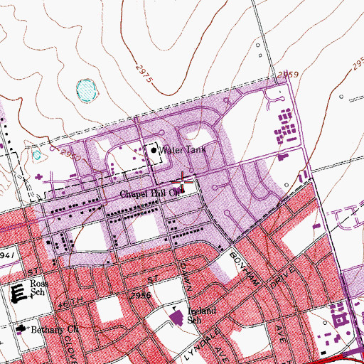 Topographic Map of Chapel Hill Church, TX