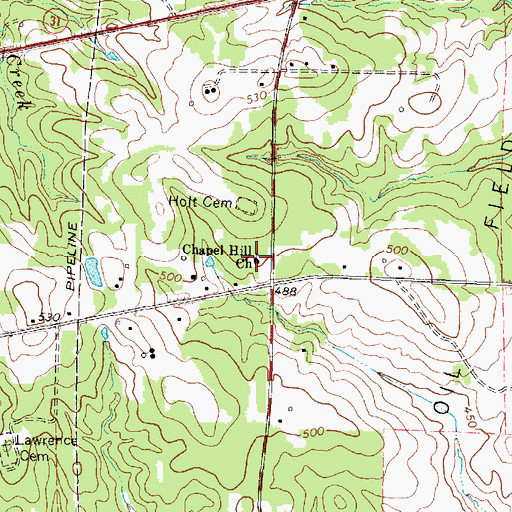 Topographic Map of Chapel Hill Church, TX