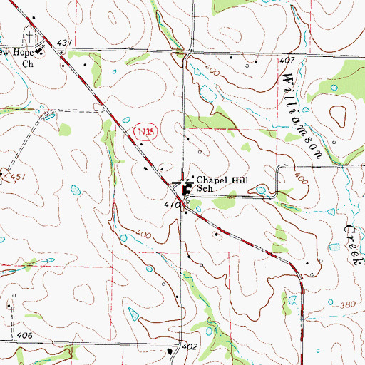 Topographic Map of Chapel Hill School, TX