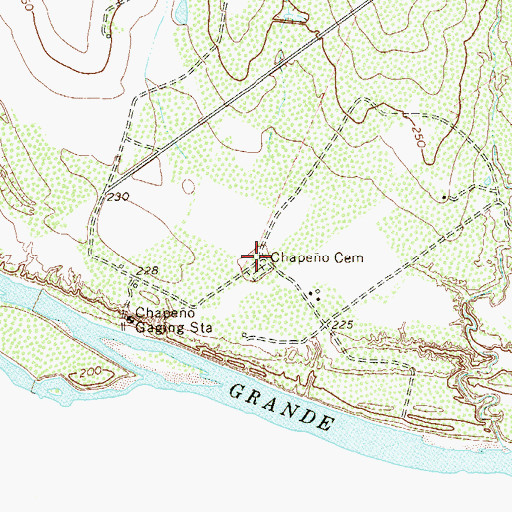 Topographic Map of Chapeno Cemetery, TX