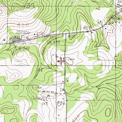 Topographic Map of Chapman Cemetery, TX