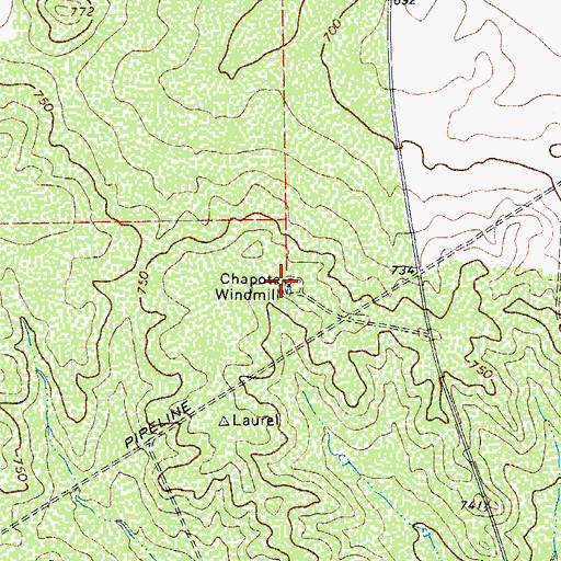 Topographic Map of Chapote Windmill, TX