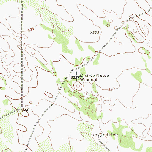 Topographic Map of Charco Nuevo Windmill, TX